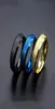 Cluster Rings Black Blue Gold Titanium Matte Fashion Simple Ring Stainless Steel Scrub 316L för Women5973768