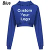 Dames op maat uw casual sweatshirt met lange mouwen en capuchon Effen crop tops Pullover cropped hoodie kort Swe 240219