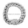 Catena Big Heavy 8 pollici 18 mm Micro Pave Cz Cubic Zirconia Bracciale a maglie cubane Fl Iced Out Miami Curb Catena Bracciale rigido Hip Hop Pun Dhzos