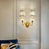 Wall Lamp OUTELA American Brass Indoor Living Room Bedroom Bedside Retro El Corridor Hallway