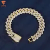 Hip Hop Jewelry Round Cut 14mm Kubansk länkkedja Iced Out VVS Moissanite Diamond Hiphop Cuban Link Armband