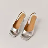 Chaussures de robe Summer Square Toe Fish Bouche Femmes Sandales Simple Blanc Ouvert Talons Hauts Slip-On Stiletto Femme