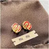 Stud 18K Gold M Brand Letters Designer Earrings For Women Retro Vintage Luxury Round Circle Double Side Wear Chinese Earring Earings Dhirs