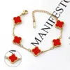 Designer Jewelry Luxury Bracelet Link Chain Vanca Jewelry Market Red White Black Green Shell Acrylic Double Sided Clover Bracelet