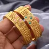 Bangle Luxury Gold Color Bangles For Women Men Wedding Dubai Plated Bracelet African Fashion Dinner Party Jewelry