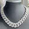 Heavy Wear S925 Zilver Materiaal 20mm Breed 4 Rijen Rapper Ketting met Moissnaite Diamond Cubaanse Link Chain