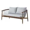 Lägermöbler minimalistisk stil två sits soffa teak trä brun - vandjie