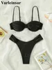 Damesbadmode Sexy gerimpelde Braziliaanse bikini met beugel Vrouwelijk badpak Damesbadmode Tweedelige bikiniset Zwemmerbadpak Zwemmen V4851 T240227