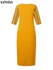 플러스 사이즈 드레스 5XL Vonda Women Bohemian Long Maxi 드레스 여름 빈티지 인쇄 선 드레스 2024 캐주얼 대형 멍청이 로브