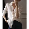 Kvinnors blusar Autumn Long Sleeve Silk Shirt Woman Loose Office Lady Tops Elegant Casual White Blouse Women Blusa Mujer 28647