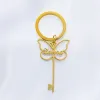 Chains Personalized Butterfly Stainless Steel Custom Name Key Ring for Women Umbrella Shape Angel Wings Key Pendant Choker Gold Jewelry