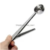 Spoons Scoop With 2 In 1 Stainless Steel Spoon And Bag Clip For Measuring Coffee Protein Powder Instant Drinks Food Sealing Tly059 D Dhe1A