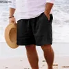 2023 herren Sommer Baumwolle Leinen Shorts Kordelzug Kurze Hosen Männlich Atmungsaktive Feste Übergroßen Strand Shorts für Männer Sommer Hosen 240227