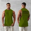 Homens Tanques Mens Colete Homens Roupas Oversized Sem Mangas T-shirt Esportes Fitness Algodão Redondo Pescoço Colete Ginásio Treinamento Muscular Running Vest T240227