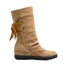 Boots Leather For Women Mid-Calf Ladies Western Booty Winter Shoes Woman Plus Size 35-43 Botas