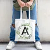 Shopping Bags Letters Printed Around Leaves Women's Supermarket Reusable Bag Summer Beach Shoulder Portable Commuting Tote