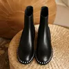 Buty jesień i zimowe buty kostki naturalne skórę plus w rozmiarze 22-26,5 cm górna pełna skóra łańcuch perłowy Chelsea buty
