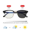 Eyeglass Frame Semi Rimless Photochromic Glasses Men Anti Blue Light Blocking Color Changing Eyeglasses Square Computer Ray Retro Women Eyewear