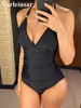 Women's Swimwear S - XL Leopard Snake Skin Deep V One Piece Swimsuit Women Swimwear Female Backless Monokini Bather Bathing Suit Swim Lady V4297B T240227