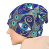 Boinas Resumen Evil Eye Bonnet Sombreros Charm Pattern Beanie Sombrero de punto personalizado Invierno Vintage Hombres Mujeres Deporte al aire libre Head Wrap Caps