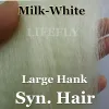 Kunstaas Melk. Witte kleur / Grote streng van synthetisch haar, Super Hair, Syn.Vezel, vliegbinden, jig, kunstaas maken
