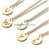 Hangertjes kettingen Gouden initialen ketting 316L roestvrij staal Dames sieraden Choker A-Z 26 letters Uitgeholde vergulde initiële hanger Dr Dhpdu