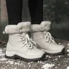 Bottes de neige imperméables pour femmes, chaussures chaudes d'hiver, vente directe, fourrure plus épaisse, décontractées, chaussures de sécurité de travail, plateforme cheville 42