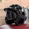 Capacetes de motocicleta retrô rosto aberto com óculos vintage 3/4 meio capacete estilo clássico quatro temporadas unissex homens mulheres ponto aprovado