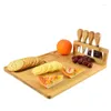 Plates Cheese And Charcuterie Boards Set With 4 Stainless Steel Cutters Elegant Wooden Platter For A Fancy Culinary Experience At Home