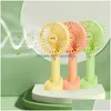 Party Favor Party Portable Usb Rechargeable Fan Mini Handheld Air Cooling Desktop Ventilation Fans With Base 3 Modes For Travel Outdoo Dhh1S