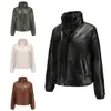 Trendy European size autumn/winter short leather jacket for women's high-end outerwear, thickened cotton jacket design with a sense of bread clothing