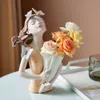 Vase à fleurs de fille papillon de Style européen, ornements artisanaux en résine de table pour la maison, décorations florales