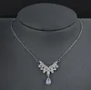 Ins Top Sell Angle Wing Pendant Luxury Jewelry 925 Sterling Silver Water Drop Pear Cut White Topaz CZ Diamond Gemstones Party Women Clavicle Necklace Gift