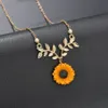 Koreansk personlighet halsband pärla sol blomma feminin mode solros pendant226i