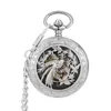 Montres de poche à affichage phénix creux, montre demi-mécanique, pendentif Antique Cool, mécanisme manuel, horloge, cadeau pour homme