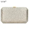 YYW -paljett Evening Clutch Chain Crossbody Bags Female Box Clutches Wedding Designer Luxury Purse Gold Sliver Pochette Femme 240223