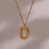 Pendant Necklaces 2024 Thick Brushed Oval O Stainless Steel Necklace For Woman Waterwave Chain Dainty Jewelry On The Neck