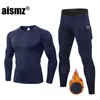 Intimo termico da uomo Aismz Fleece Thermo Winter Men Long Johns Abbigliamento caldo Rashgard Kit Sport Compression