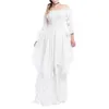 Casual Dresses 2024 Women's High Low Dress Puff Sleeve Off Shoulder Ruffle Medieval Costume For Women Cosplay