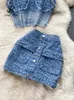 Babyoung Women Summer Sexy Denim Zestaw bez ramiączek burzy zamek błyskawiczny