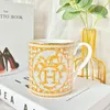 Mugs Porcelain Mug Cafe Tea Milk Cups Bone China Coffee Drinkware Water With Golden Spoon Birthday Gift