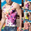 Tobs de débardeur masculine pour hommes Summer Carnival Rainbow Gilet avec personnalité unique sans restriction et enthousiaste Festival 3D Men imprimé t-shirt