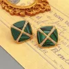 Boucles d'oreilles Style rétro européen et américain, mosaïque géométrique en Zircon vert Malachite pour femmes, mode exquise