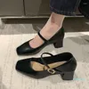 Elbise ayakkabıları kadınlar Mary Janes yüksek topuklular tıknaz yaz 2024 Zarif lolita trend partisi