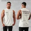 Homens Tanques Mens Colete Homens Roupas Oversized Sem Mangas T-shirt Esportes Fitness Algodão Redondo Pescoço Colete Ginásio Treinamento Muscular Running Vest T240227