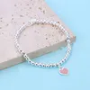 4mm Perlen lieben Herz -Charm -Armband für Frauen Mädchen schöne niedliche Sier Perlen Designer Schmuck Blau Pink Anhänger Armbänder