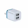 Carregador rápido usb com 2 portas, plugue padrão ue e eua para carregamento de celular para iphone, samsung, ios, android, carregador de parede universal