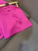 2024 Spring Hot Pink Solid Color Three Piece Dress Set Lång ärm Notched-Lapel Single-Breasted Blazers Top Camisole Kort kjoldräkter Set O2O312333