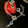 Ensemble collier et boucles d'oreilles Vintage, perles baroques en cristal, goutte géométrique colorée, Banquet