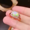 Cluster Rings High Quality Natural Ethiopia Opal Engagement Ring 925 Silver Real Rainbow Fire Women Man For Gift